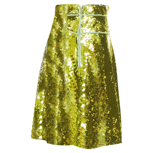 Women's Dsquared2 Green Sequin Piping Skater Skirt