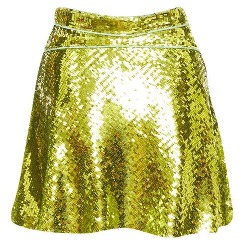Women's Dsquared2 Green Sequin Piping Skater Skirt