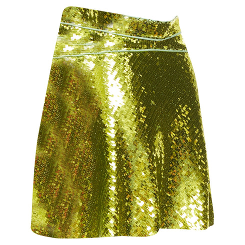 Women's Dsquared2 Green Sequin Piping Skater Skirt