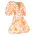 Women's Zimmermann Postcard Orange Silk Floral Puff Sleeve Dress