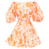 Women's Zimmermann Postcard Orange Silk Floral Puff Sleeve Dress