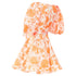 Women's Zimmermann Postcard Orange Silk Floral Puff Sleeve Dress