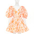 Women's Zimmermann Postcard Orange Silk Floral Puff Sleeve Dress
