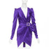 Women's Alexandre Vauthier Purple Silk Satin Crystal Buckle Dress