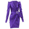 Women's Alexandre Vauthier Purple Silk Satin Crystal Buckle Dress
