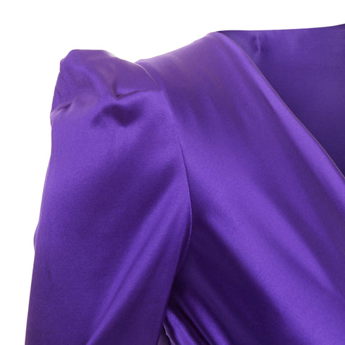 Women's Alexandre Vauthier Purple Silk Satin Crystal Buckle Dress