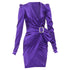Women's Alexandre Vauthier Purple Silk Satin Crystal Buckle Dress