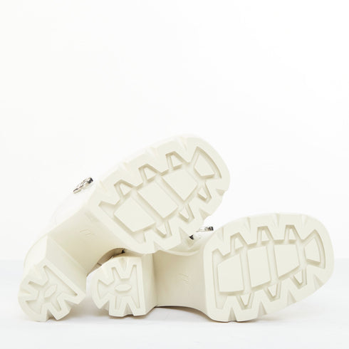 Women's Giuseppe Zanotti Cubalibre White Leather Block Heel Boots