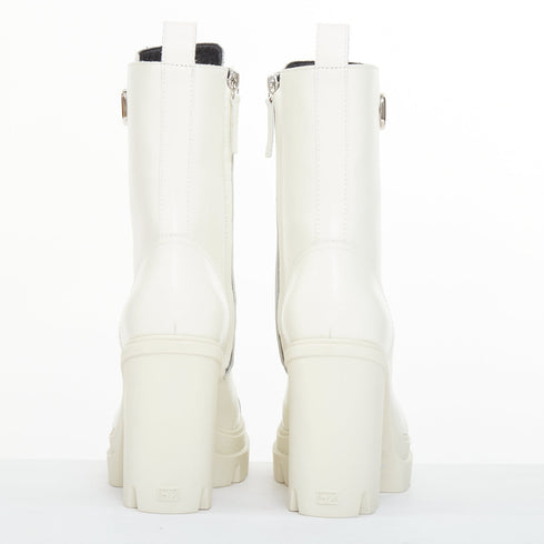 Women's Giuseppe Zanotti Cubalibre White Leather Block Heel Boots