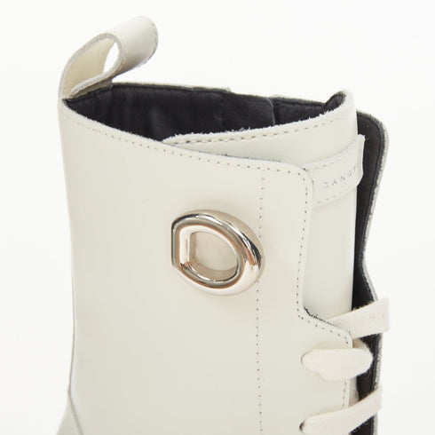 Women's Giuseppe Zanotti Cubalibre White Leather Block Heel Boots