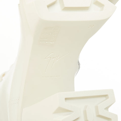 Women's Giuseppe Zanotti Cubalibre White Leather Block Heel Boots