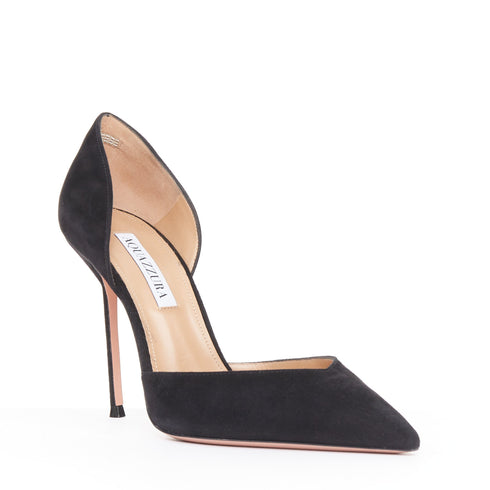 Women's Aquazzura Black Suede Point Toe Pumps