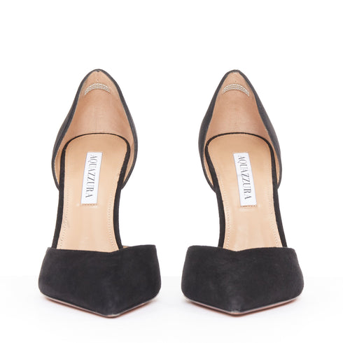 Women's Aquazzura Black Suede Point Toe Pumps