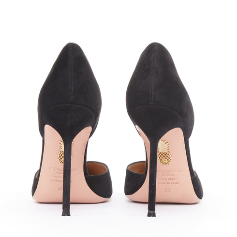 Women's Aquazzura Black Suede Point Toe Pumps