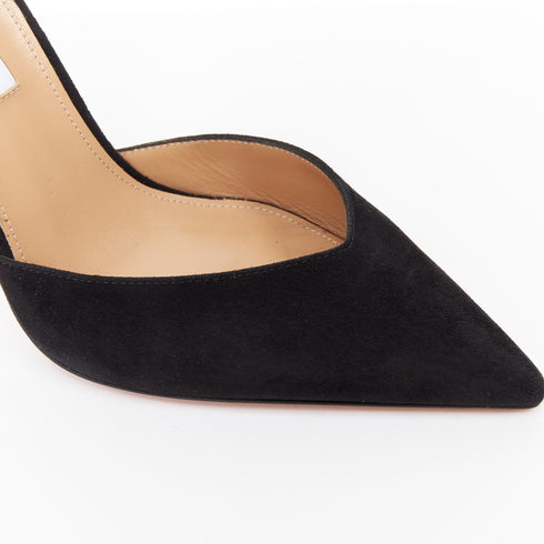 Women's Aquazzura Black Suede Point Toe Pumps