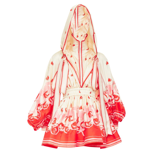 Women's Zimmermann 2023 High Tide Silk Printed Hooded Dress