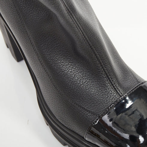 Women's Giuseppe Zanotti Circus Black Leather Cap Toe Boots