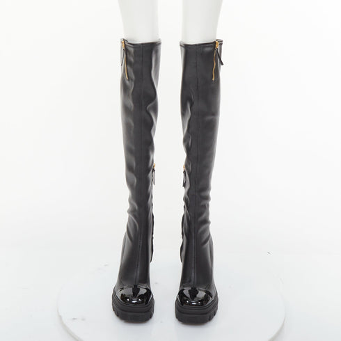 Women's Giuseppe Zanotti Circus Black Leather Cap Toe Boots