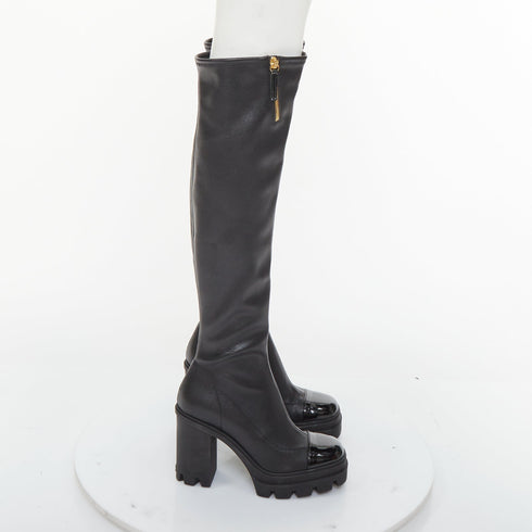 Women's Giuseppe Zanotti Circus Black Leather Cap Toe Boots
