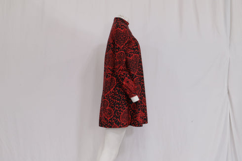 Women's Dior Graphic-Print Long Sleeve Mini Dress in Red Cotton