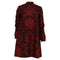 Women's Dior Graphic-Print Long Sleeve Mini Dress in Red Cotton