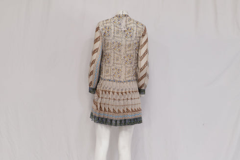 Women's Dior Printed Pleated Mini Dress in Multicolor Silk