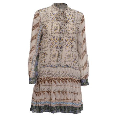Women's Dior Printed Pleated Mini Dress in Multicolor Silk