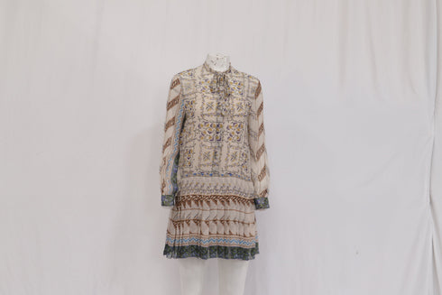 Women's Dior Printed Pleated Mini Dress in Multicolor Silk