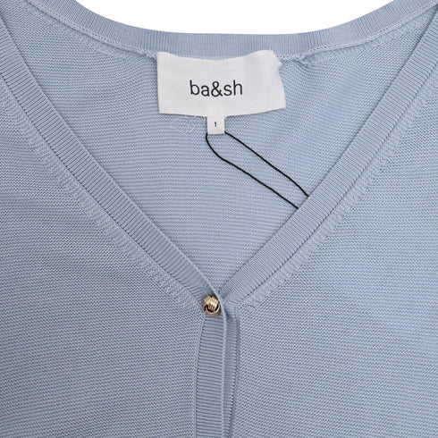 Women's Ba&Sh Basem Button-Down Short Sleeve Cardigan in Blue Modal