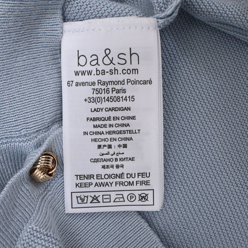 Women's Ba&Sh Basem Button-Down Short Sleeve Cardigan in Blue Modal