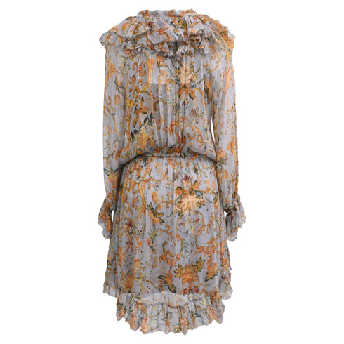 Women's Zimmermann Floral-Print Ruffled Mini Dress in Multicolor Silk