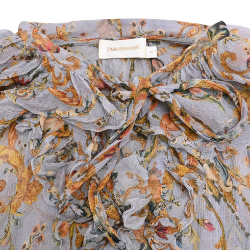 Women's Zimmermann Floral-Print Ruffled Mini Dress in Multicolor Silk