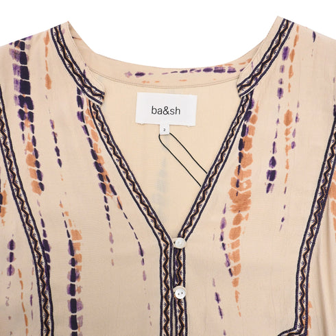 Women's Ba&Sh Isabella Tie-Dyed Mini Dress in Cream Viscose