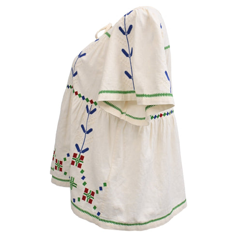 Women's Ba&Sh Kimber Embroidered Blouse in White Cotton
