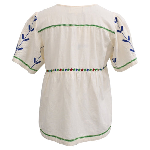 Women's Ba&Sh Kimber Embroidered Blouse in White Cotton