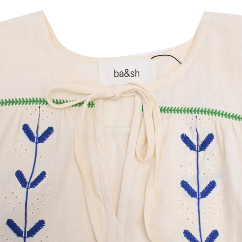 Women's Ba&Sh Kimber Embroidered Blouse in White Cotton