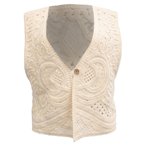 Women's Ba&Sh Misti Knitted Waistcoat in Cream Cotton