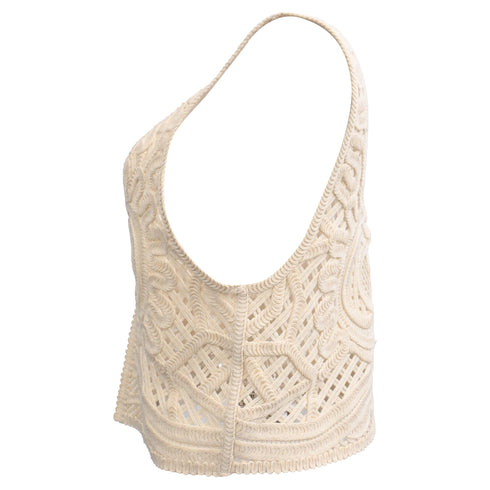 Women's Ba&Sh Misti Knitted Waistcoat in Cream Cotton