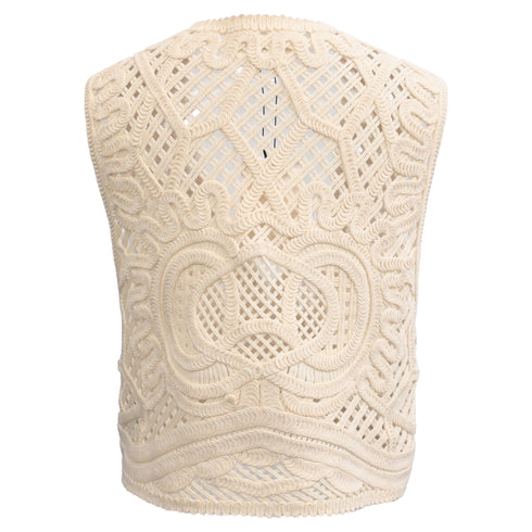 Women's Ba&Sh Misti Knitted Waistcoat in Cream Cotton