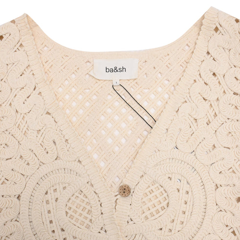 Women's Ba&Sh Misti Knitted Waistcoat in Cream Cotton
