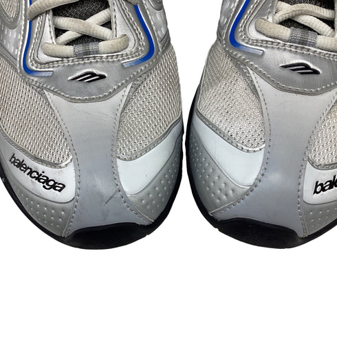 Men's Balenciaga Radar Gradient Lines Sneakers in Silver Polyester