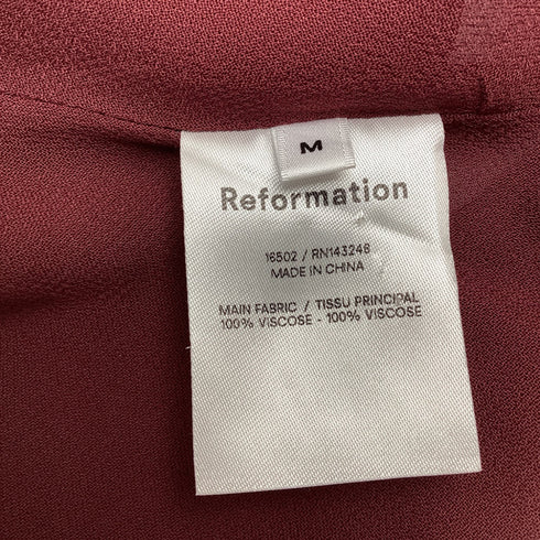 Women's Reformation Wrap-Accent Mini Dress in Burgundy Viscose