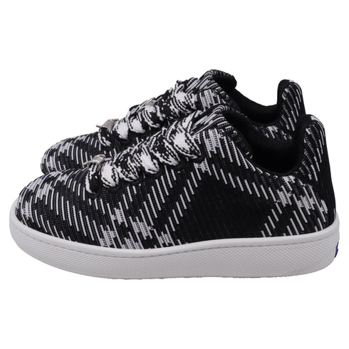 Men's Burberry Check-Knit Box Sneakers in Black and White Polyester