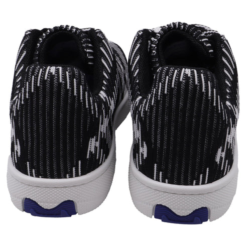 Men's Burberry Check-Knit Box Sneakers in Black and White Polyester