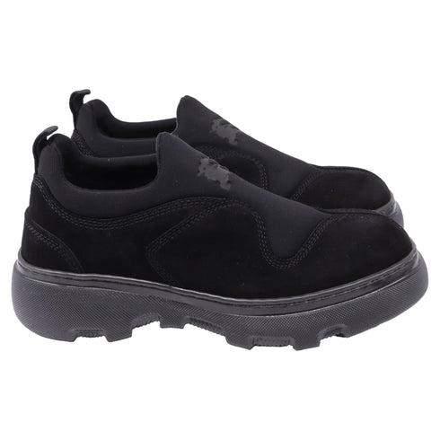 Men's Burberry Box Sip-On Sneakers in Black Suede