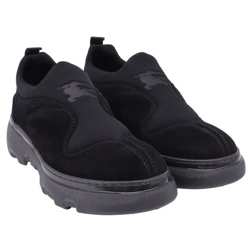 Men's Burberry Box Sip-On Sneakers in Black Suede