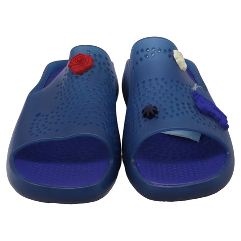 Men's Burberry Stingray Charm-Embellished Slide Sandals in Blue Rubber