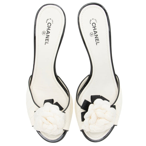 Women's Chanel Vintage Quilted Leather Camelia Mules - Size 9 / 39