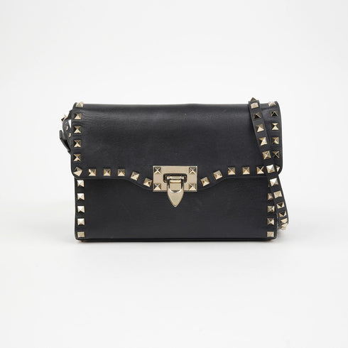 Rockstud Flip Lock Flap Bag Leather Medium