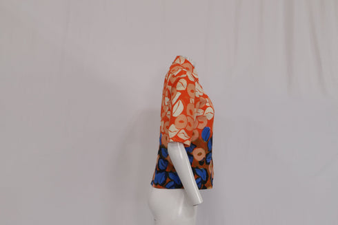 Women's Dries Van Noten Floral-Print Short Sleeve Blouse in Multicolor Polyester